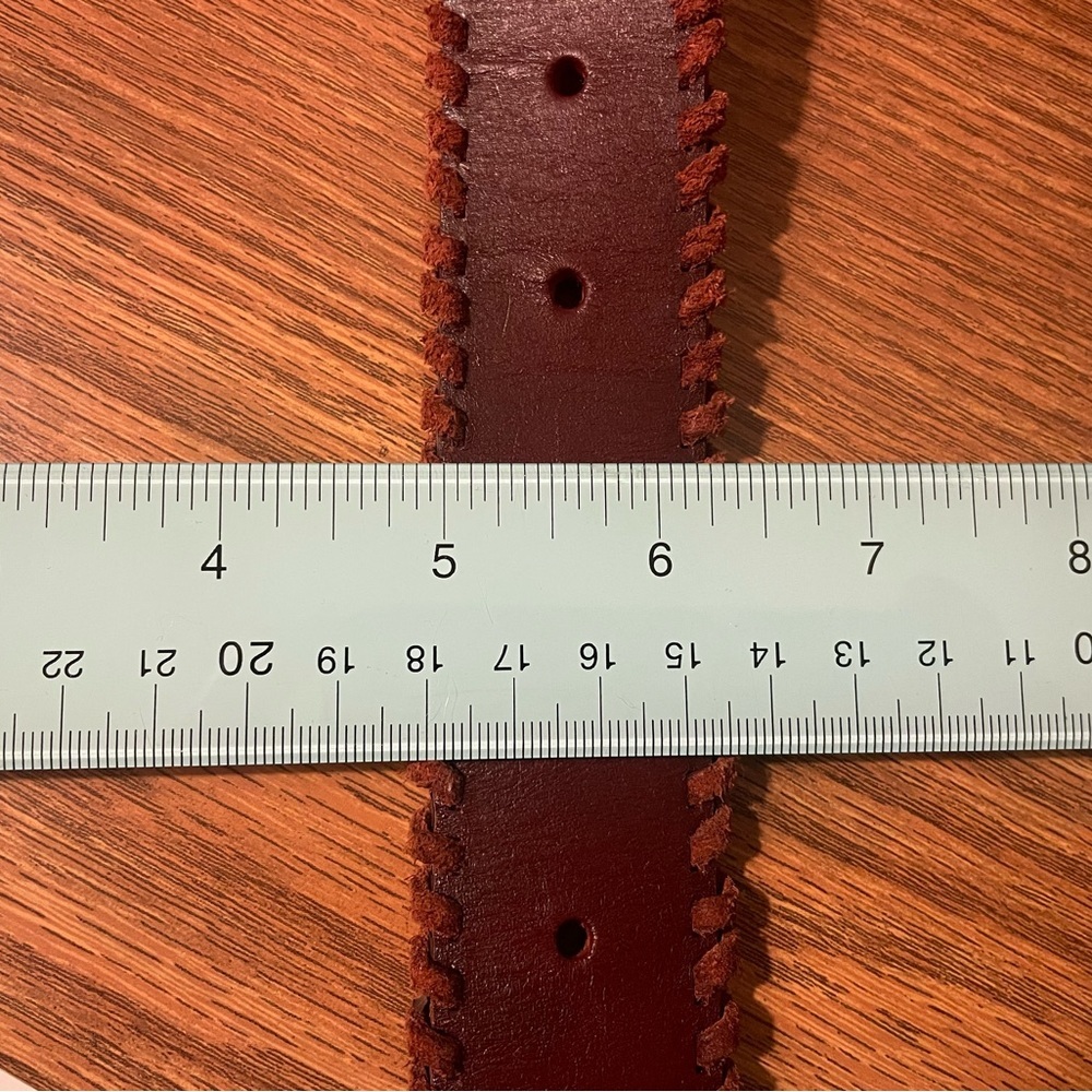 Rebecca Minkoff Burgundy Calf Leather Napa Stitched Belt 36” - Picture 5 of 7
